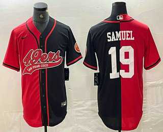 Men%27s San Francisco 49ers #19 Deebo Samuel Red Black Two Tone Cool Base Stitched Baseball Jersey